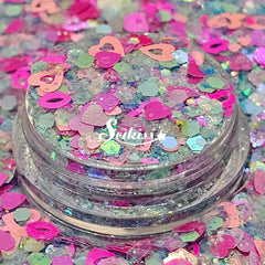 Amor Azul - Pink Glitter Hearts and Kisses