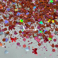 Valentina - Red Glitter with Hearts