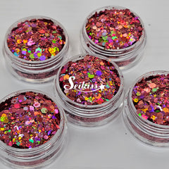 Dark Rose Galaxy Holographic Chunky Glitter - Pink/Copper Glitter