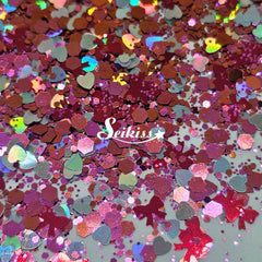 Valentina - Red Glitter with Hearts