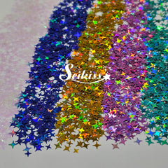 Shining Stars with Gold Glitter - Multicolor Shape Glitter