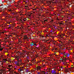 Ruby Galaxy Holographic Chunky Glitter - Red Glitter