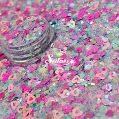 Amor Azul - Pink Glitter Hearts and Kisses