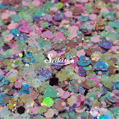 Love is Pink mix - Multicolor Heart Glitter