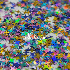 Shining Stars with Gold Glitter - Multicolor Shape Glitter