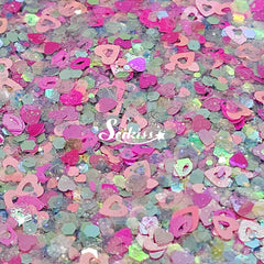 Amor Azul - Pink Glitter Hearts and Kisses