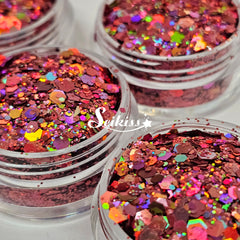Dark Rose Galaxy Holographic Chunky Glitter - Pink/Copper Glitter