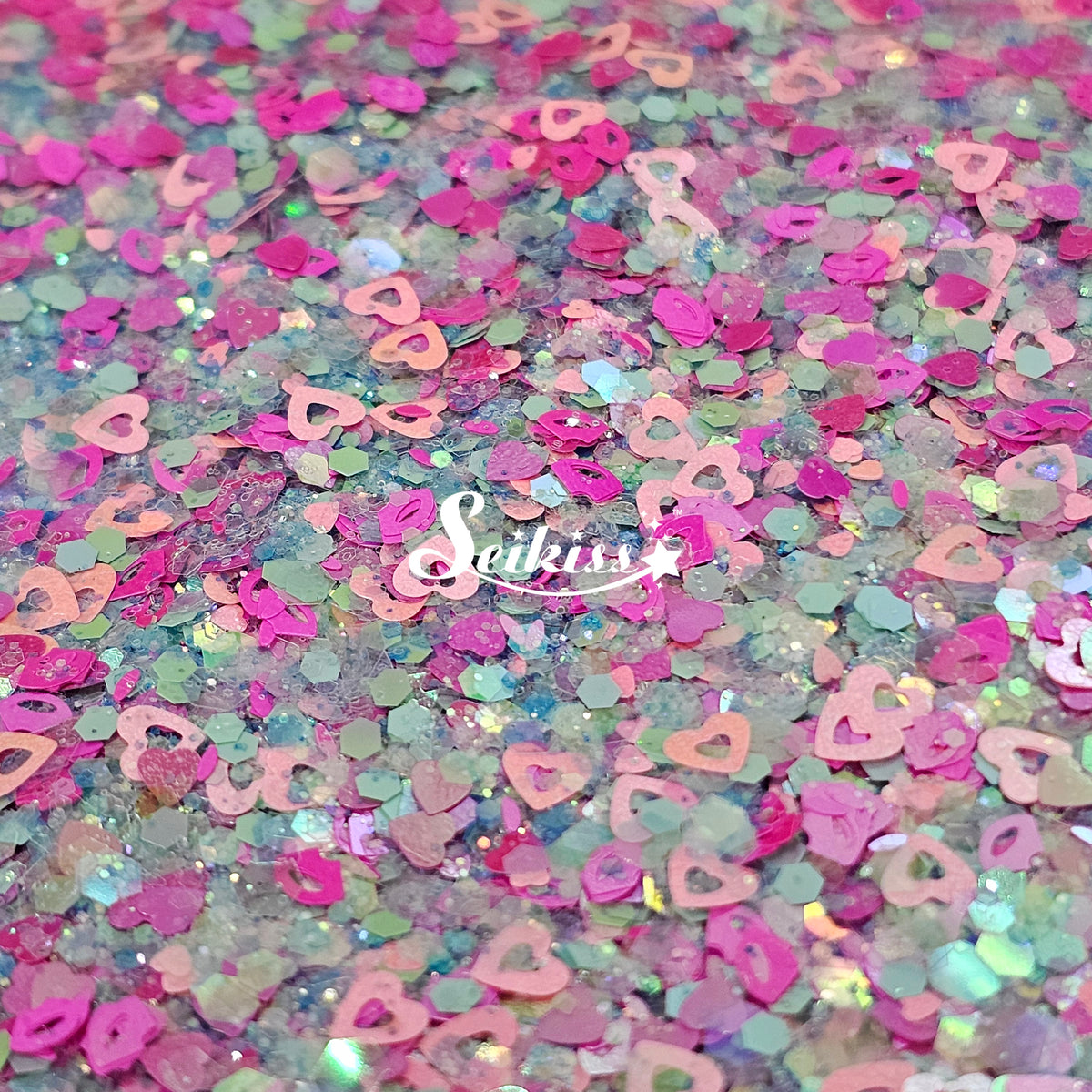 Amor Azul - Pink Glitter Hearts and Kisses