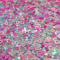 Amor Azul - Pink Glitter Hearts and Kisses