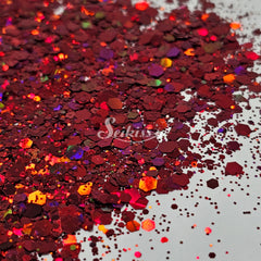 Ruby Galaxy Holographic Chunky Glitter - Red Glitter