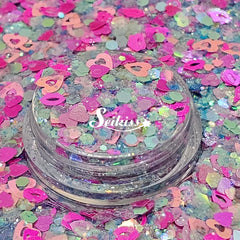 Amor Azul - Pink Glitter Hearts and Kisses