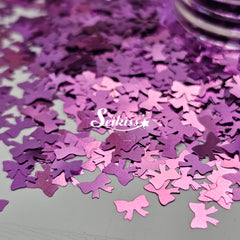 Purple Bows Shape Glitter - Purple Glitter